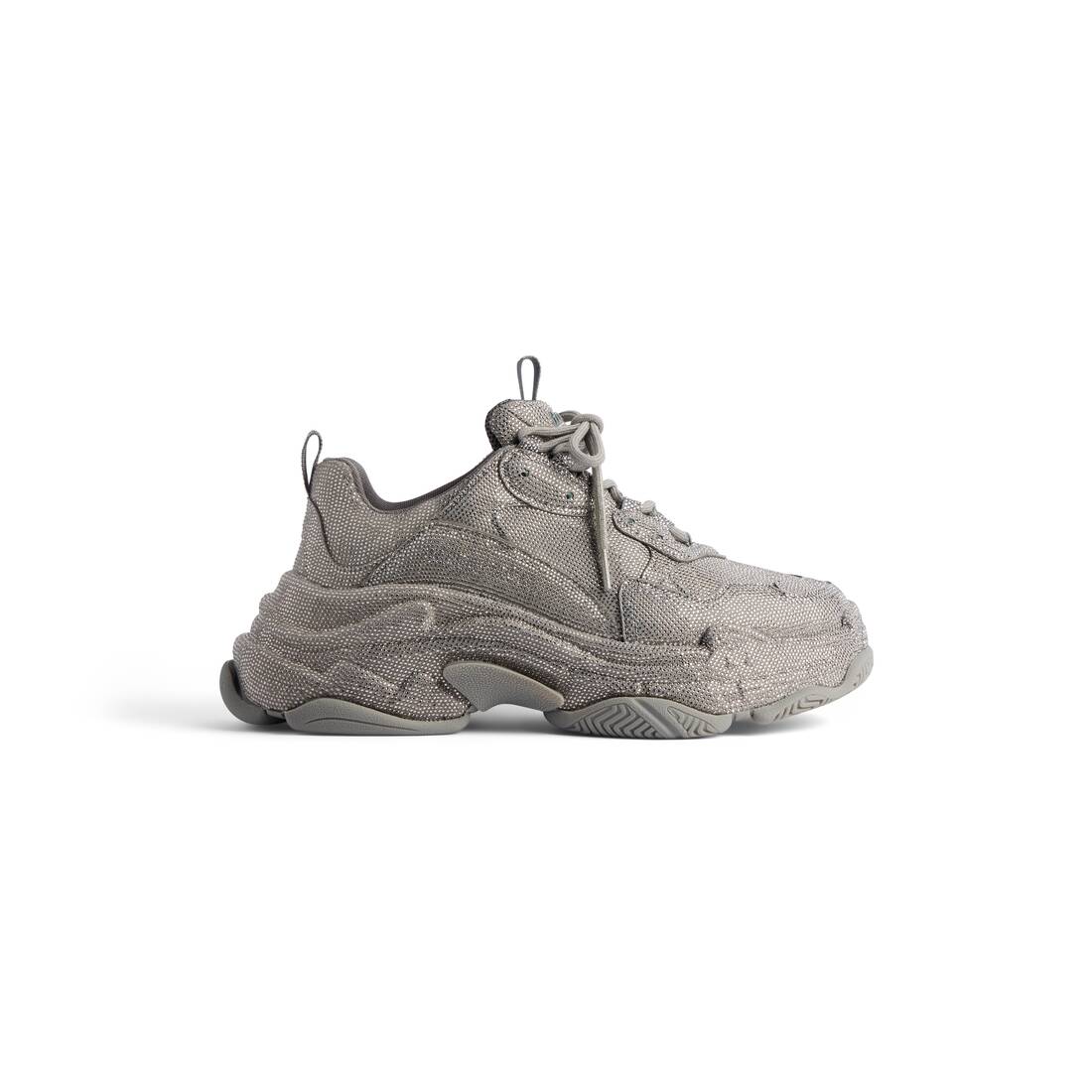 TRIPLE S SNEAKER WITH RHINESTONES IN DARK GRAY